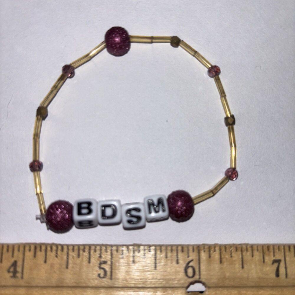 Handmade Beaded BDSM Bracelet Y2K Beaded Letter Charm Stretch Bracelet